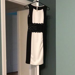 Black and white dress with lace middle